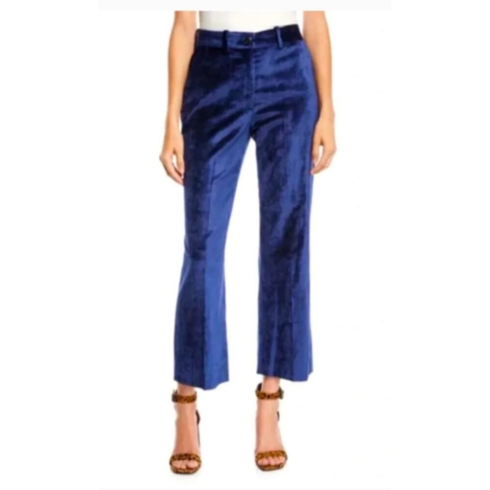 NWT Rag & Bone Libby Blue Velvet Crop Flare Trousers Size 6